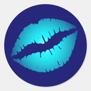 Koel blauwe kus ronde sticker