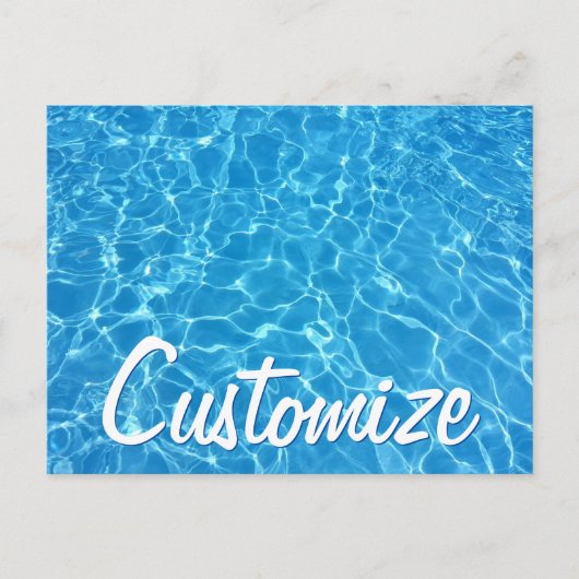Koel Blauwe Zwemmen Pool Swim Party Custom Briefkaart (Voorkant)