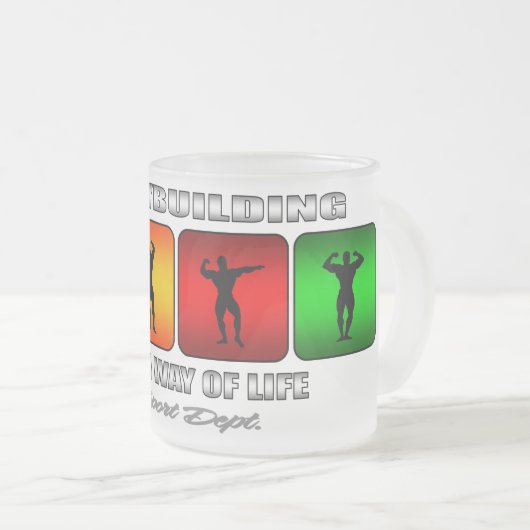 Koel bodybuilding Het is een manier van leven Matglas Koffiemok (Voorkant rechts)
