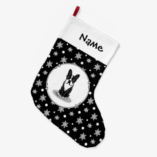 Koel Boston Terrier met zonnebril (zwart) Grote Kerstsok