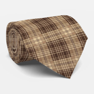 Koel bruin betegeld plaid patroon stropdas