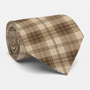 Koel bruin betegeld plaid patroon stropdas
