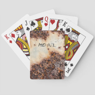 Koel bruin roestig metalen textuur Aangepaste naam Pokerkaarten