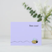 Koel cartoon paars briefkaart (Staand voorkant)