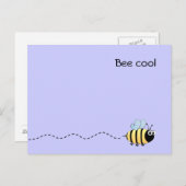 Koel cartoon paars briefkaart (Voorkant / Achterkant)