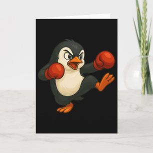 Koel Cartoon Pinguïn Bokser Kickboksen Kaart