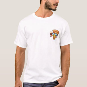 Koel Cartoon Pizzapunt Karakter met Zonnebril T-shirt