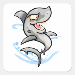 Koel Cartoon Shark Vierkante Sticker