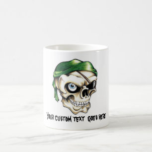 Koel cartoon tattoo symbool pirate skull bandana koffiemok