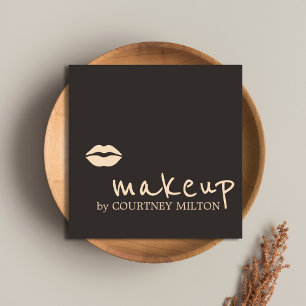 Koel chic donker bleke roze lippen make-up artiest vierkante visitekaartje