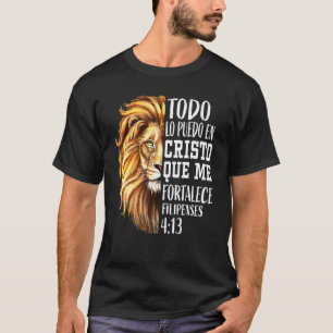 Koel Christelijke Mannen Spaanse bijbel verse leeu T-shirt