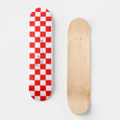 Koel dambord patroon rood skateboard (Voorkant)