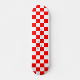 Koel dambord patroon rood skateboard