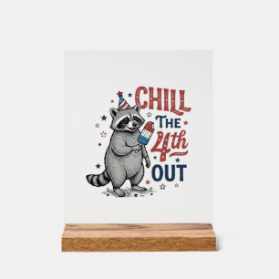 Koel de 4e uit wasbeer patriottisch shirt ontwerp acryl bord