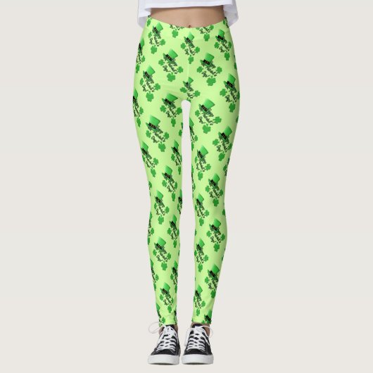 Koel de leuke groene top die Shamrocks St. Patrick Leggings (Voorkant)