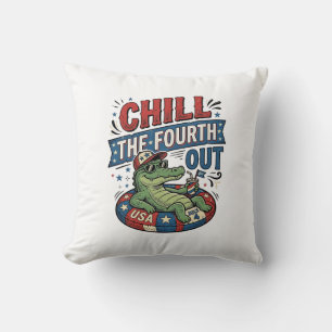 Koel de vierde uit, grappige alligator zomer shirt kussen