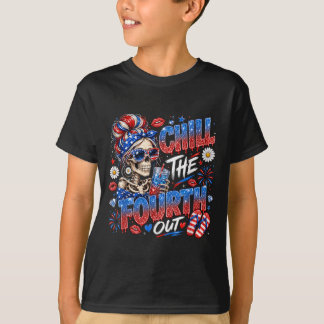 Koel de vierde uit skelet patriottisch meisje t-shirt