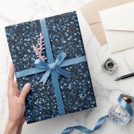 Koel denimblauw fijne glitterpatroon cadeaupapier