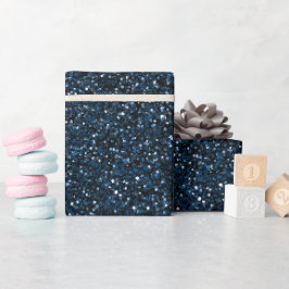 Koel denimblauw fijne glitterpatroon cadeaupapier