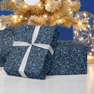 Koel denimblauw fijne glitterpatroon cadeaupapier
