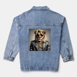 Koel dier met een leren jas en zonnebril denim jacket