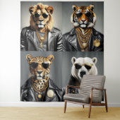 Koel dier met zonnebril en een leren jas wandkleed (In situ)