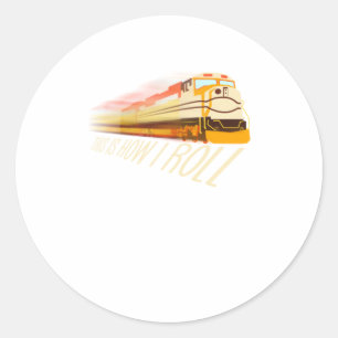 Koel dit zo dat ik de funny rail locomotiv ronde sticker