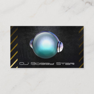 Koel dj zwart visitekaartje met 3D DJ logo.