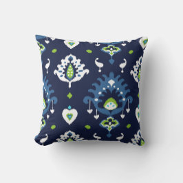 Koel donkerblauw en groene stammenikop kussen