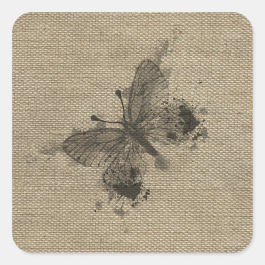 Koel een schattige trendy grijze splatters  vlinde vierkante sticker (Voorkant)