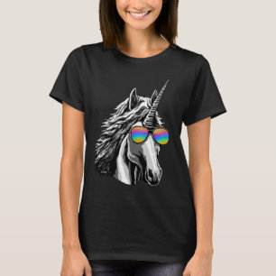 Koel eenhoorn met regenboogzonnebrillen t-shirt