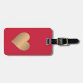 Koel Eenvoudig Rood Faux Goud Hart Bagagelabel (Voorkant horizontaal)