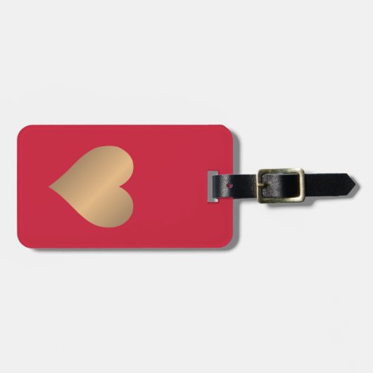 Koel Eenvoudig Rood Faux Goud Hart Bagagelabel (Voorkant horizontaal)