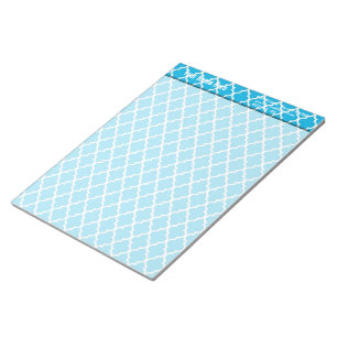 koel, elegant, klassiek waterblauw quatrefolie notitieblok