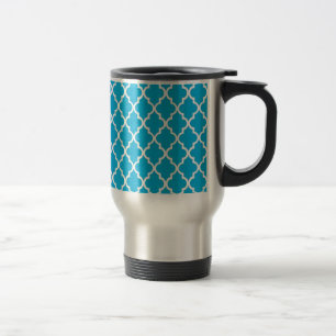 koel, elegant, klassiek waterblauw quatrefolie reisbeker