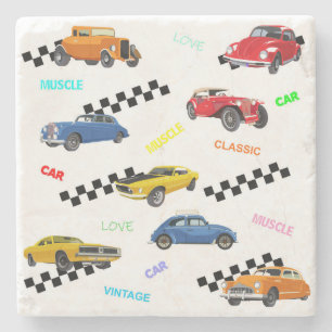 Koel  en klassieke auto's op één plaats stenen onderzetter