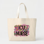 Koel- en kleurrijke ICU-verpleegster Grote Tote Bag (Voorkant)