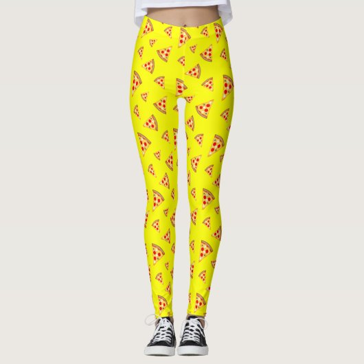 Koel en leuke pizza snijdt neonroze patroon leggings (Voorkant)