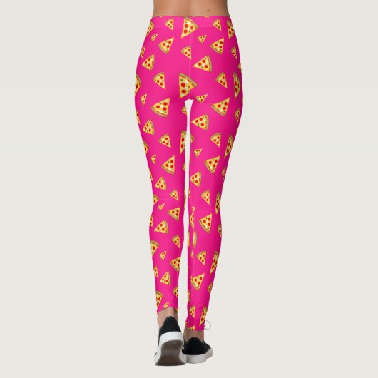 Koel en leuke pizza snijdt patroon hete roze leggings (Achterkant)