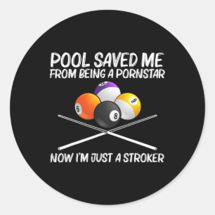 Koel- en poolbiljarten voor mannen ronde sticker