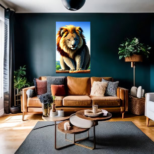 Koel en schattig Hybrid Lion Koala AI Art. Poster