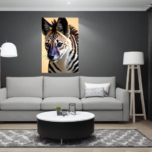 Koel- en schattige hybride Zebra Hyena   AI Art. Poster