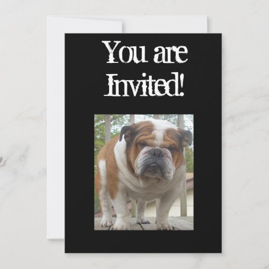 Koel English Bulldog Invitation Birthday of Any Oc Kaart (Voorkant)