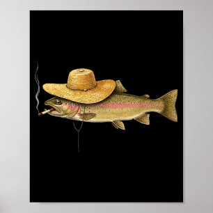 Koel forelvis roken outdoor hengelaar humor kunst poster