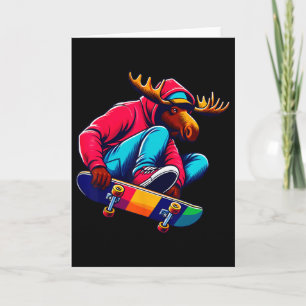 Koel funky eland skateboarden illustratie kunst 1 kaart