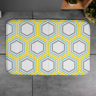 Koel Geel en Blauw Geometrisch Patroon Badmat