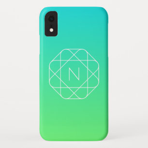 Koel geometrisch monogram Blauw & Lime Groen Omb iPhone XR Hoesje