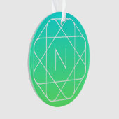 Koel geometrisch monogram | Blauw & Lime Groen Omb Ornament (voorkant)