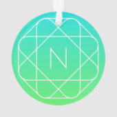 Koel geometrisch monogram | Blauw & Lime Groen Omb Ornament (achterkant)