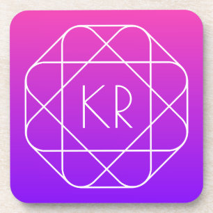 Koel Geometrisch Monogram   Magenta Paars Violet Bier Onderzetter